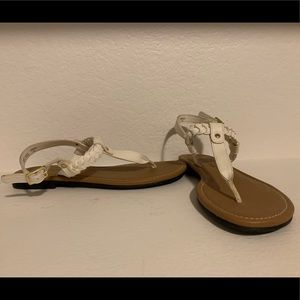 Braided White Sandal with Gold detail